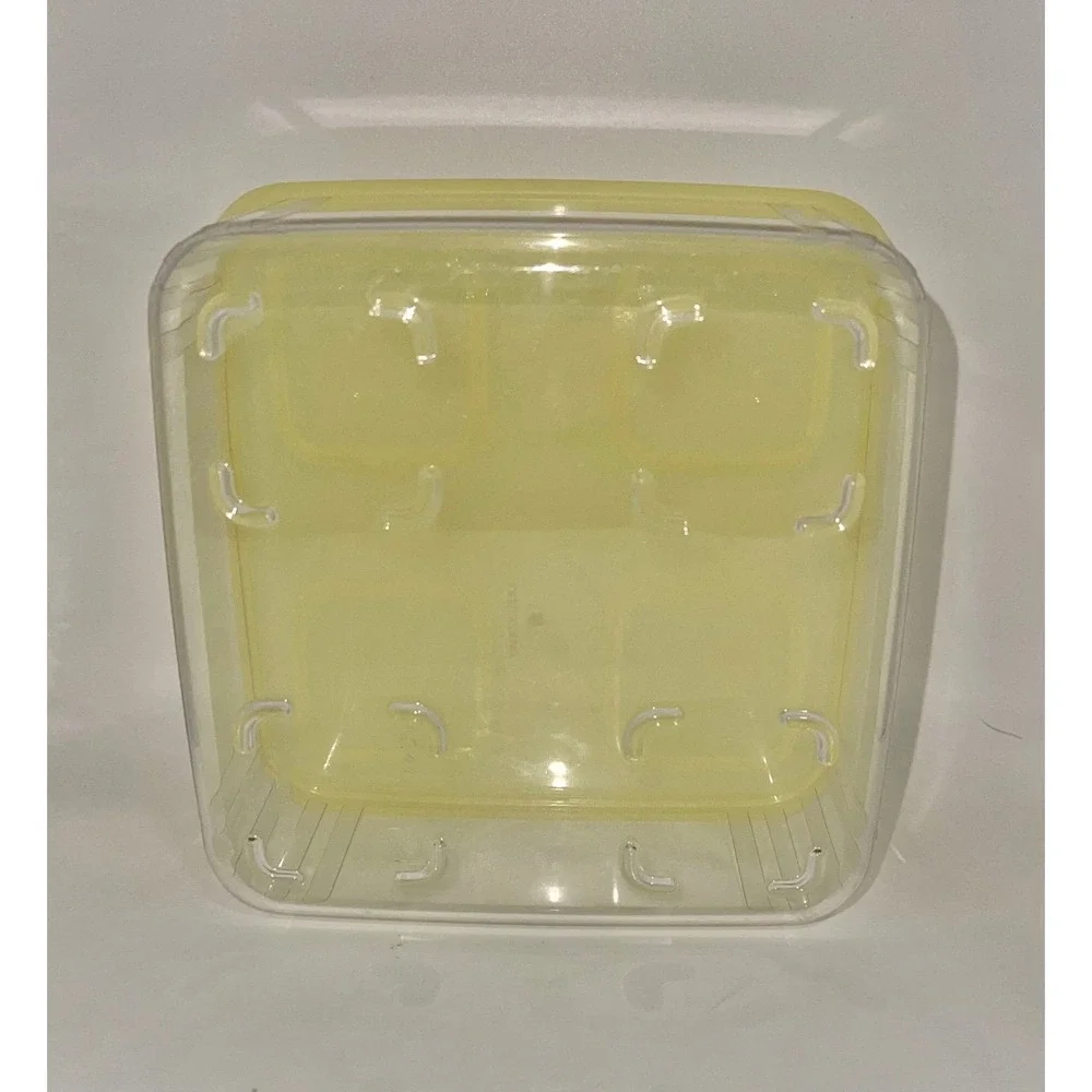 Tupperware #3151 Clear‎ Mates Square Stackable Storage Container Yellow Lid